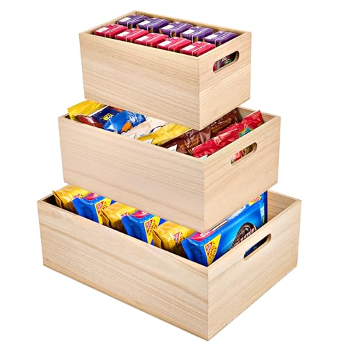 Sorbus Unfinished Wood Crates Organizer Bins Wooden Box for Pantry Organizer Storage Closet Arts Crafts Cabinet Organizers Containers for Organizing 3 Pack - Image 1