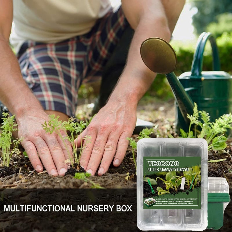 comfrt 4 Packs Seed Starter Trays, Seeding Starter Kits with Humidity Domes Covers Height 4.3", Indoor Gardening Plant Germination Trays for Seeds Starting Growing, Plant Insulation Nursery Pot - Image 5
