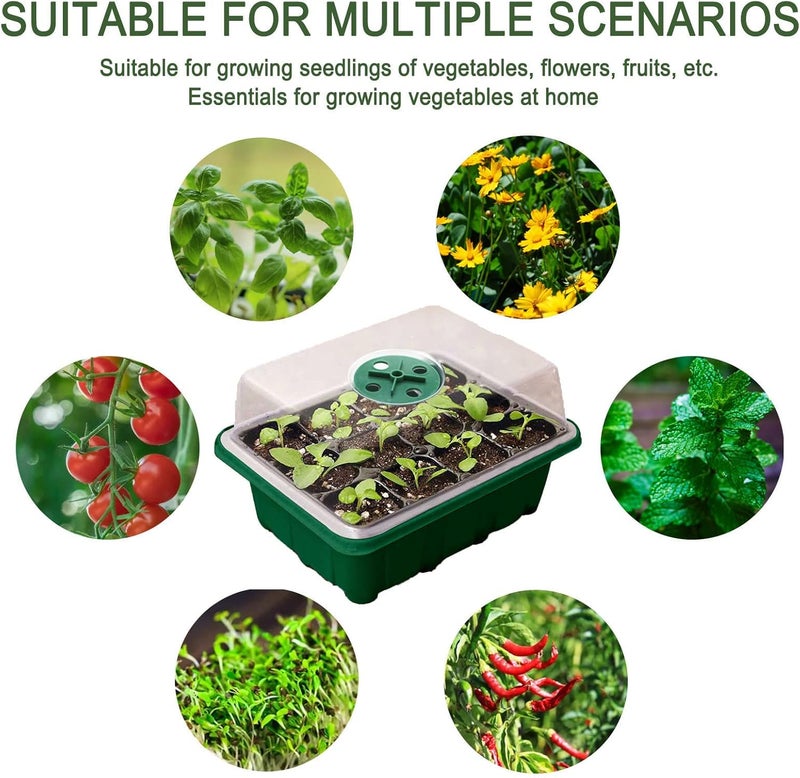 comfrt 4 Packs Seed Starter Trays, Seeding Starter Kits with Humidity Domes Covers Height 4.3", Indoor Gardening Plant Germination Trays for Seeds Starting Growing, Plant Insulation Nursery Pot - Image 3