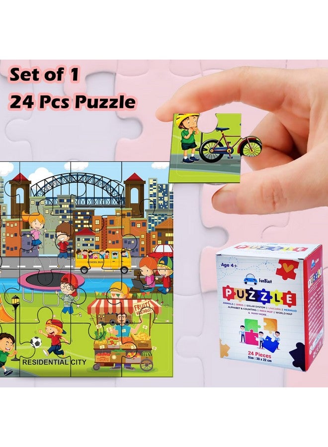 فنبلاست ألغاز الصور المقطوعة من فن بلاست للأطفال، ألغاز المباني السكنية للأطفال، ألغاز الأرضيات للأطفال، ألعاب ألغاز الصور المقطوعة التعليمية، 24 قطعة (متعددة الألوان، مقاس 30 × 22 سم) - Image 5