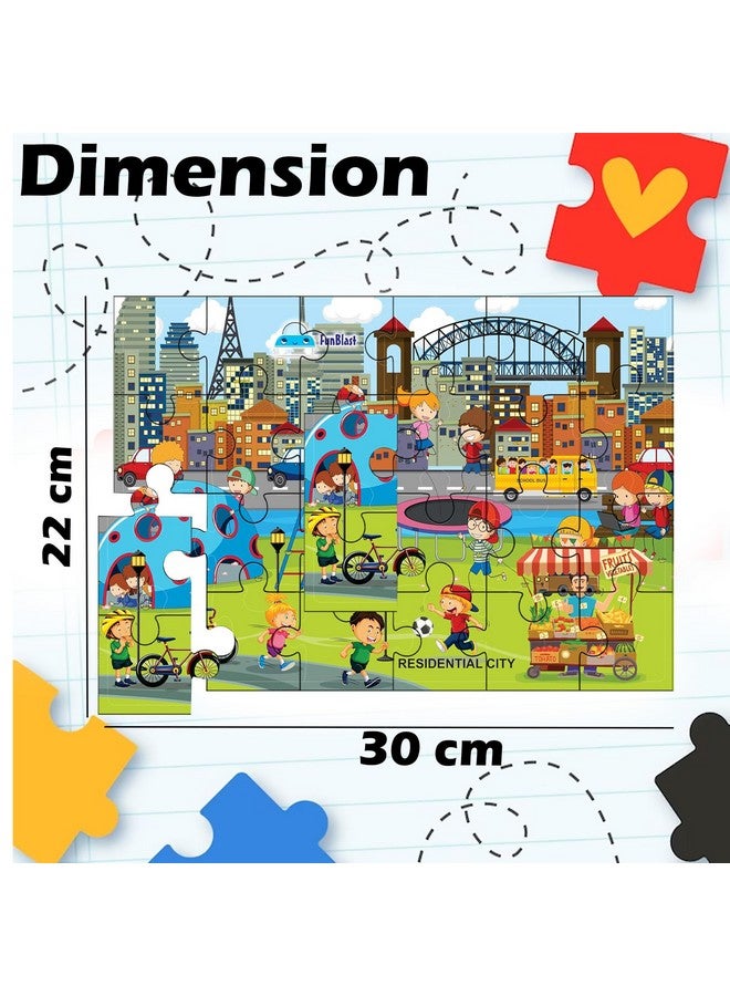 فنبلاست ألغاز الصور المقطوعة من فن بلاست للأطفال، ألغاز المباني السكنية للأطفال، ألغاز الأرضيات للأطفال، ألعاب ألغاز الصور المقطوعة التعليمية، 24 قطعة (متعددة الألوان، مقاس 30 × 22 سم) - Image 2