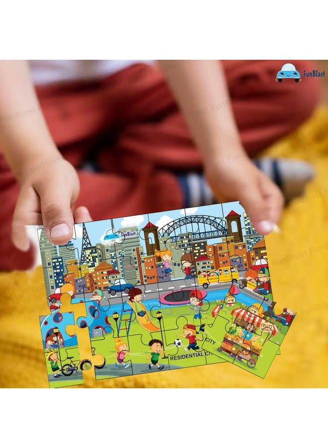 فنبلاست ألغاز الصور المقطوعة من فن بلاست للأطفال، ألغاز المباني السكنية للأطفال، ألغاز الأرضيات للأطفال، ألعاب ألغاز الصور المقطوعة التعليمية، 24 قطعة (متعددة الألوان، مقاس 30 × 22 سم) - Image 4