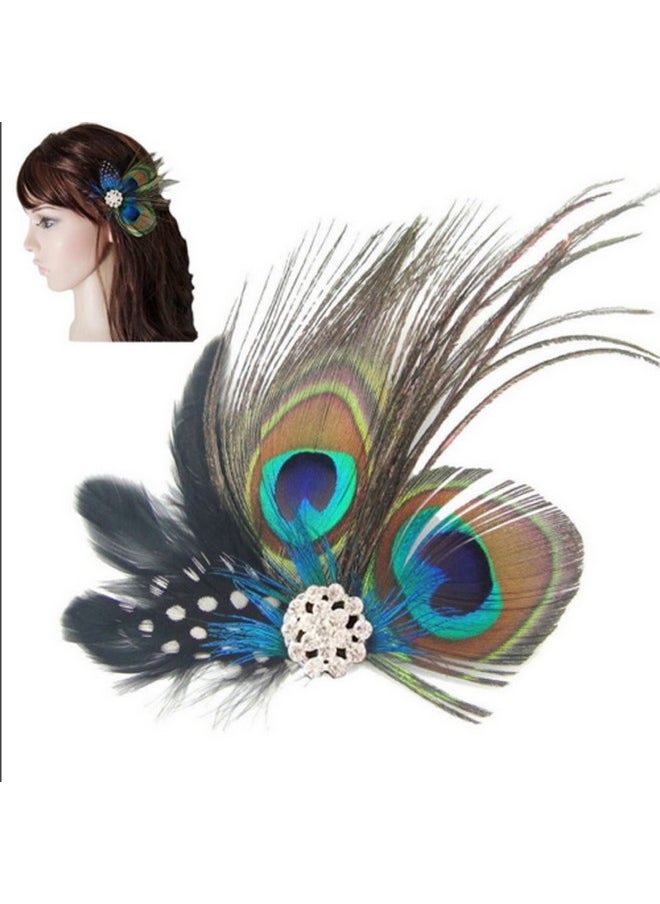 Comidox Set Of 2 Butterfly Peacock Feather Hair Clip Pins With Rhinestones Wedding Dance Party Hair Accessory Bridesmaid Gift Peacock Accessory  - Image 4