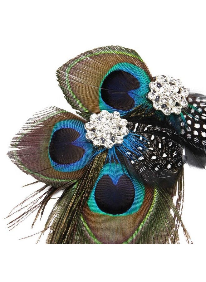 Comidox Set Of 2 Butterfly Peacock Feather Hair Clip Pins With Rhinestones Wedding Dance Party Hair Accessory Bridesmaid Gift Peacock Accessory  - Image 5