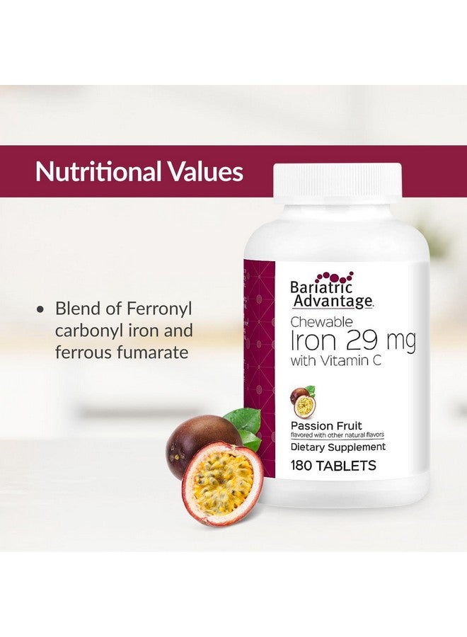 Bariatric Advantage مكمل الحديد القابل للمضغ من بارياتريك أدفانتج 29 ملغ - لمرضى جراحة السمنة - حديد مع فيتامين سي - بدون طعم حديد - مكمل الحديد الفيروزي والفيروزي الفومارات - فاكهة العاطفة - 180 حبة - Image 5