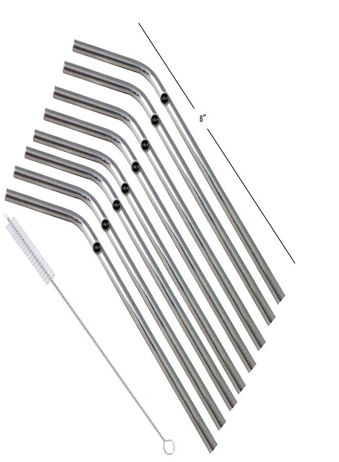 AIA India Bent Drinking Stainless Steel Straws, Bar Accessories | Length 8.00 INCH | Set of 8 - Image 1