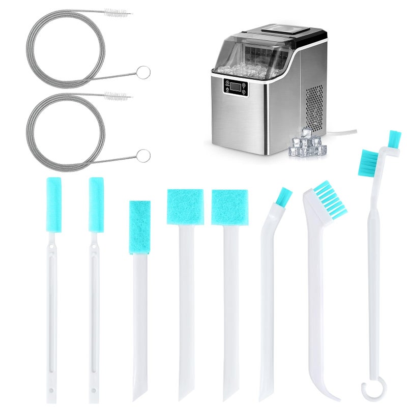 PalkSky Palksky Ice Maker Cleaning Brush Set, Ice Machine Cleaning Tools - 2Pcs Drain Pipe Brush Nylon Bristles with 8Pcs Crevice Cleaning Brush  - Image 1