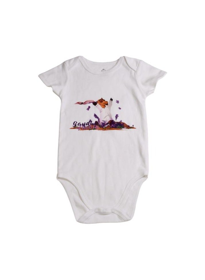 Cotton Newborn Bodysuit with "Young Camel" Design – Ultra Soft 100% Cotton