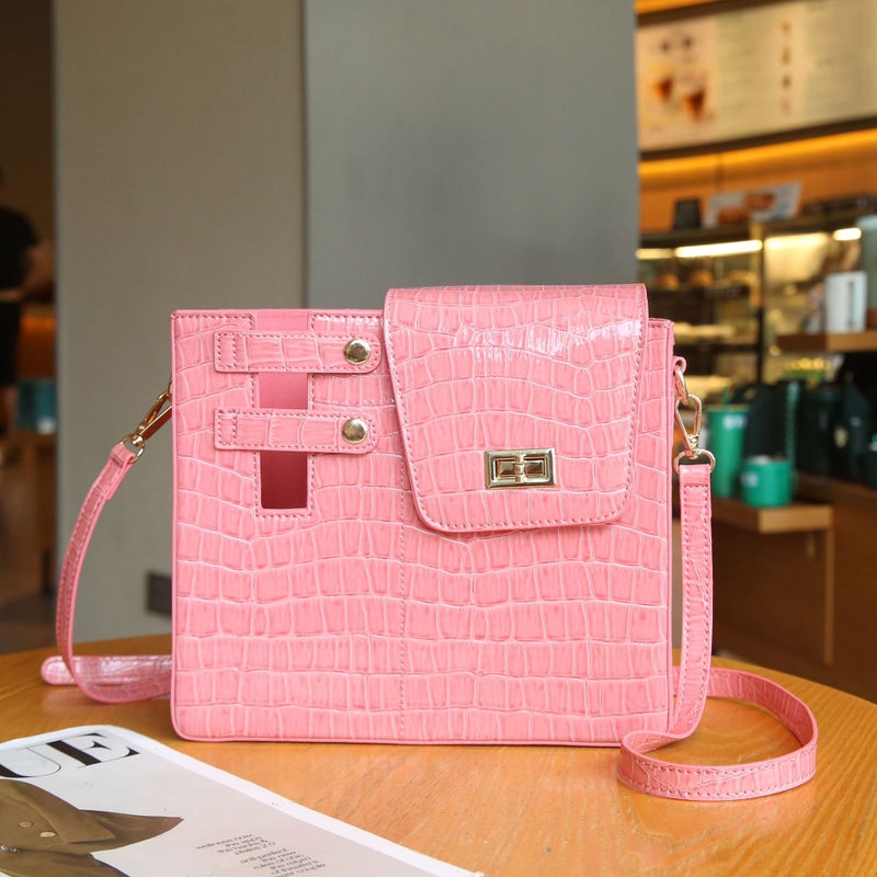 Spring Explosions Crocodile Pattern Water Cup Bag Outdoor Portable Shoulder Crossbody Bag Fashionable All-Match Multifunctional Small Square Bag - Image 5