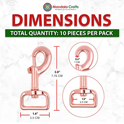 Mandala Crafts Swivel Snap Hooks Heavy Duty Trigger Clip Clasps for Dog Leashes, Bags, Backpacks, Straps, Harnesses, 10 Pieces 3.25 Inches Rose Gold - Image 3