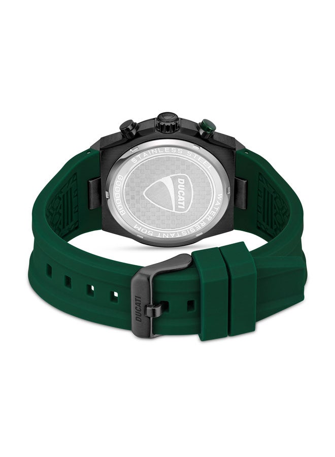 Ducati DT003 Men's 43.5mm Chronograph Watch with Green Partial See-Through Dial & Silicone Strap - Image 3