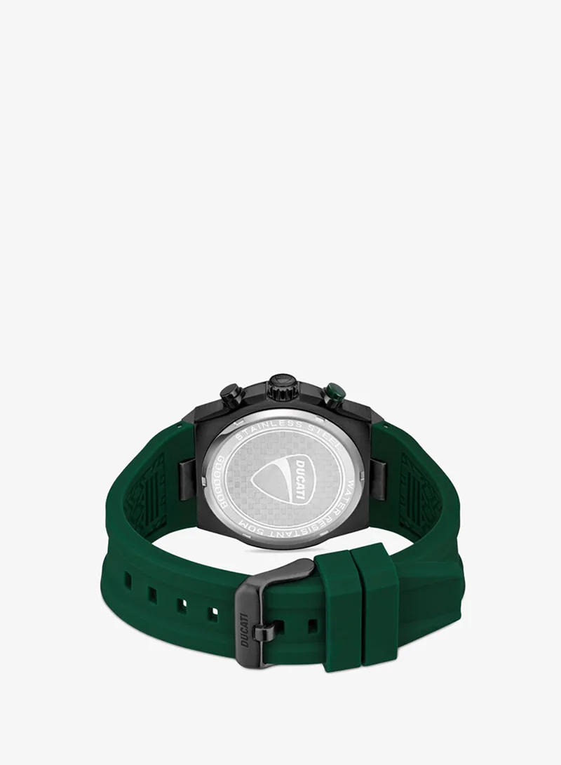 Ducati  DT003 Men's 43.5mm Chronograph Watch with Green Partial See-Through Dial & Silicone Strap for Men | Best Price UAE