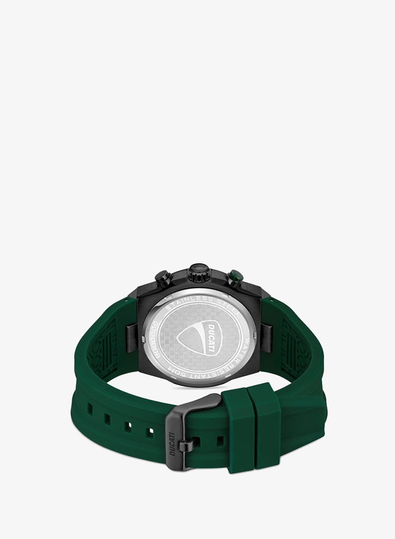 Ducati DT003 Men's 43.5mm Chronograph Watch with Green Partial See-Through Dial & Silicone Strap - Image 3