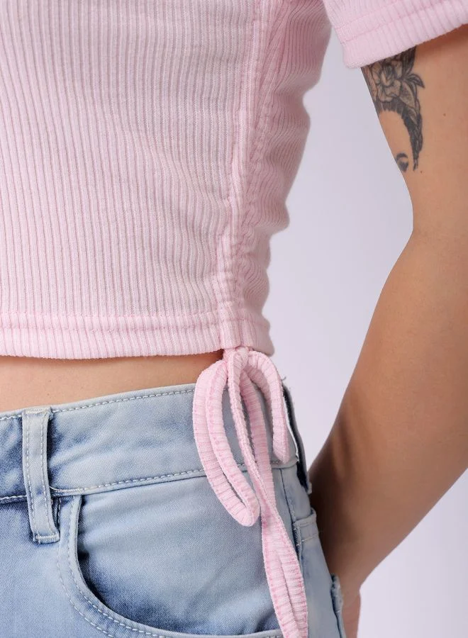 Freehand Women Fitted Casual Solid Ruched Top