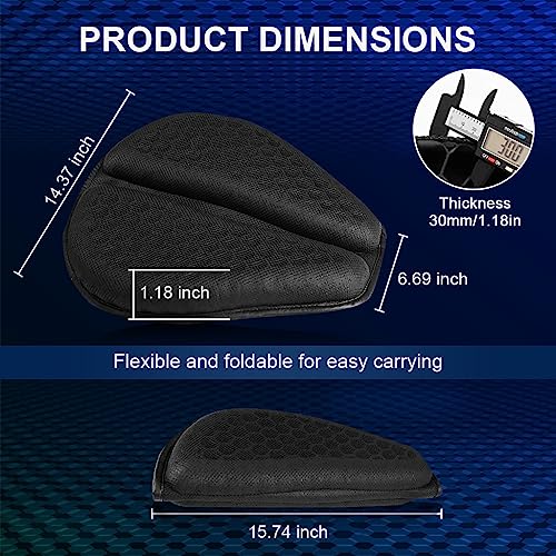 STHIRA® Seat Cushion for Motocycle, Detachable Cycle Gel Seat Cover, High Density Gel 3D Honeycomb Structure Shock Absorption & Breathable Motorcycle Seat Pad - Image 2