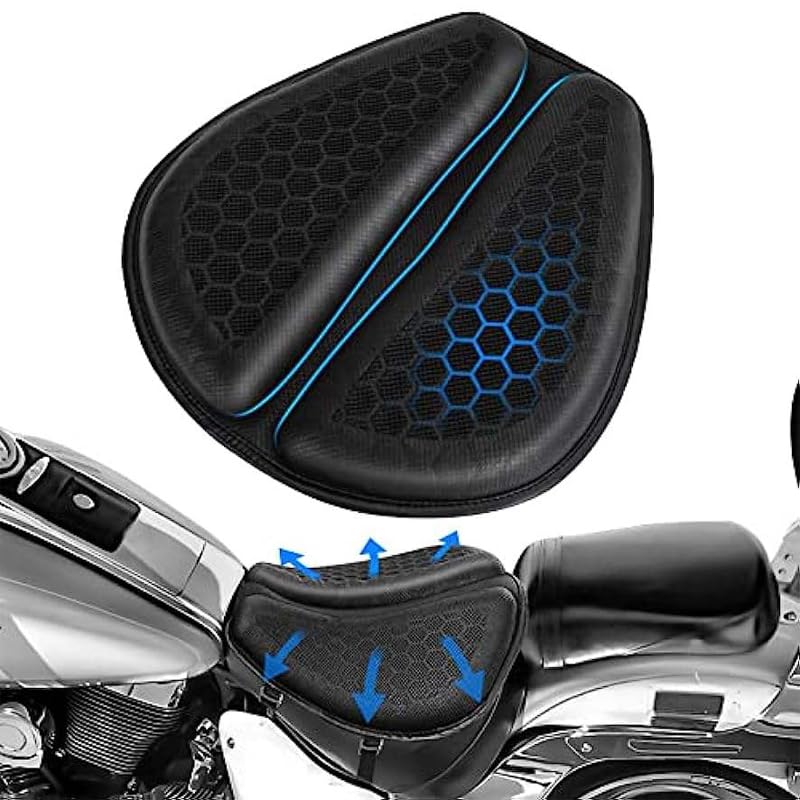 STHIRA® Seat Cushion for Motocycle, Detachable Cycle Gel Seat Cover, High Density Gel 3D Honeycomb Structure Shock Absorption & Breathable Motorcycle Seat Pad - Image 1