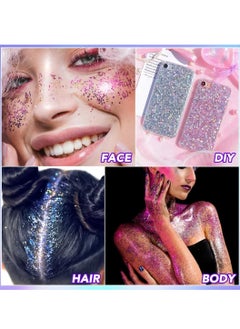 IKZEE 50ml Party Glitter Gel for Face Body and Hair Long Lasting Hight Pigmented Easy Apply Party Holographic Body Glitter Gel for Hair Ears Lip Nails Body and Neck Makeup Color 02  - Image 4