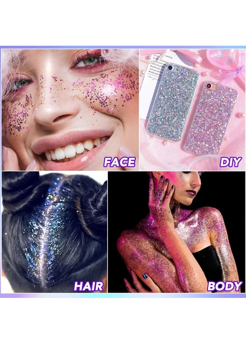 IKZEE 50ml Party Glitter Gel for Face Body and Hair Long Lasting Hight Pigmented Easy Apply Party Holographic Body Glitter Gel for Hair Ears Lip Nails Body and Neck Makeup Color 02  - Image 4