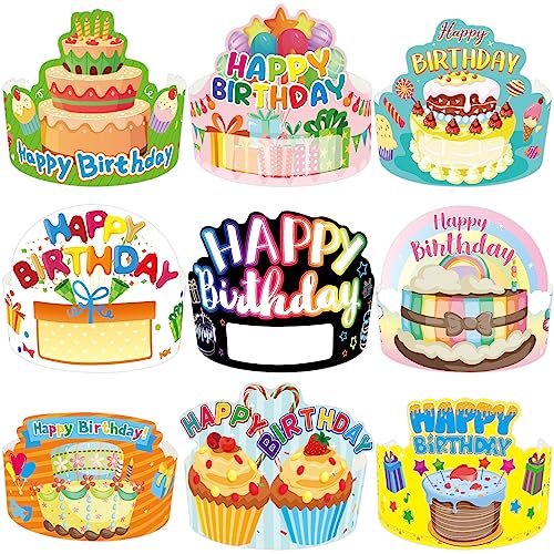 ceiba tree Birthday Crowns for Kids Classroom 36Pcs School Family Colorful Happy Birthday Hats VBS Party Supplies - Image 1