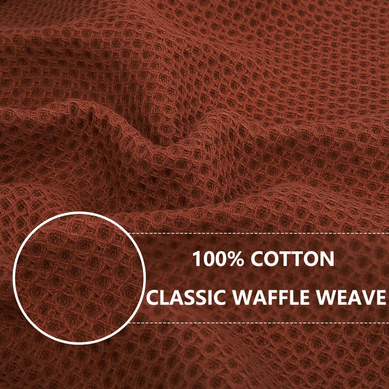 Homaxy 100% Cotton Waffle Weave Kitchen Dish Towels, Ultra Soft Absorbent Quick Drying Cleaning Towel, 13 x 28 Inches, 4-Pack, Rust - Image 2