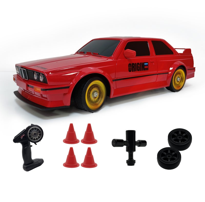 فونسترز سيارة فانسترز دريفت سيريز للتحكم عن بُعد | سيارة دفع رباعي بمقياس 1:16، مزودة بإضاءة LED وملحقاتها | سيارة سباق دريفت عالية السرعة بتردد 2.4 جيجاهرتز للأطفال من سن 6 سنوات فما فوق | سيارة كهربائية حمراء تعمل بالتحكم عن بُعد مزودة ببطارية قابلة لإعادة الشحن | إصدار أوريجين كلاسيك - Image 1