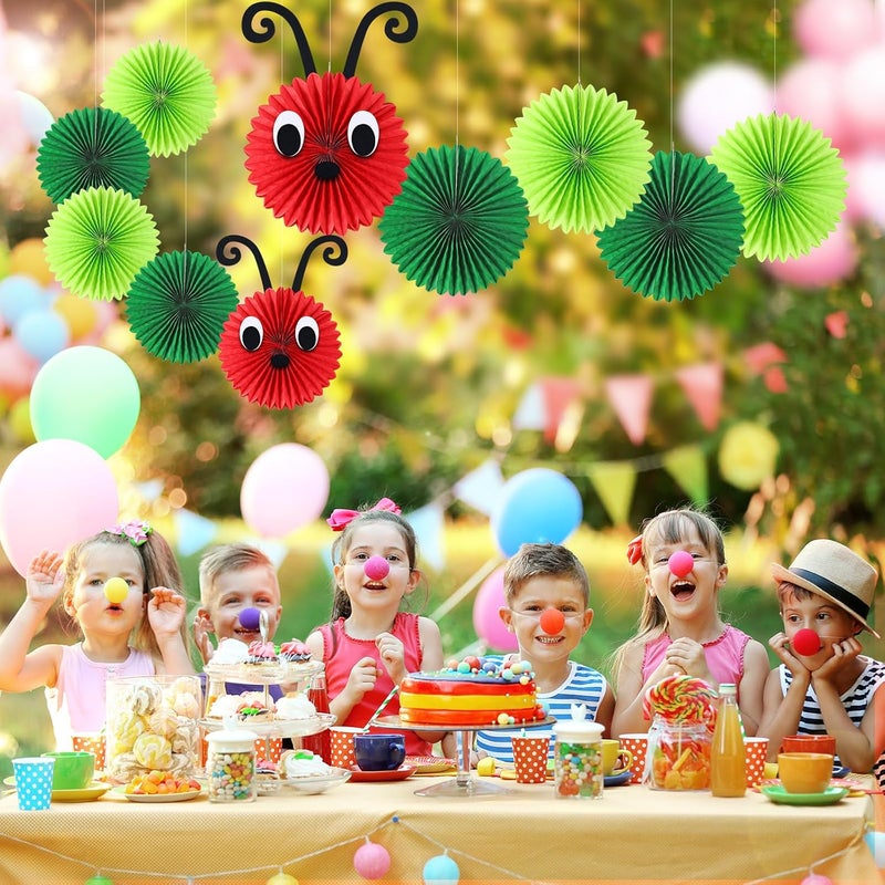 Hortsun Hortsun 10 Pcs Caterpillar Paper Fans 12 Inch 8 Inch Set of 2 Caterpillar Themed Birthday Party Decorations with Eyes Mouth Feelers and Glue Point for Ceiling Hanging Decor  - Image 2