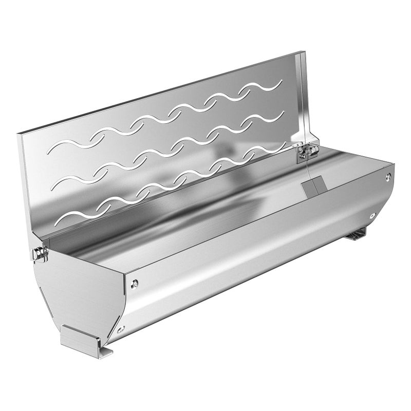Skyflame Stainless Steel Wood Chip Smoker Box, BBQ Meat Smoking with Wavy Vent and Hinged Lid, Large Capacity for Gas/Charcoal Grill, V Shape with Flat Base Bottom - Image 1