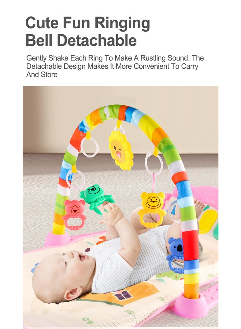 MaBaby Baby Gyms Play Mats, Funny Play Piano Gym Mats Detachable Baby Play Gym Mat with Music and Lights Musical Electronic Learning Toys - Image 2