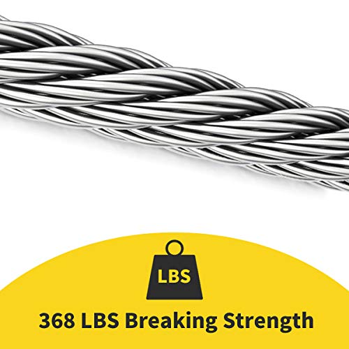 Monkemon 1/16 Wire Rope, 100FT 304 Stainless Steel Cable with 50Pcs Crimp Sleeves, Aircraft Grade, 7x7 Strand, 368lbs Breaking Strength, for Garden Trellis, Clothesline, Railing,Trellis - Image 3