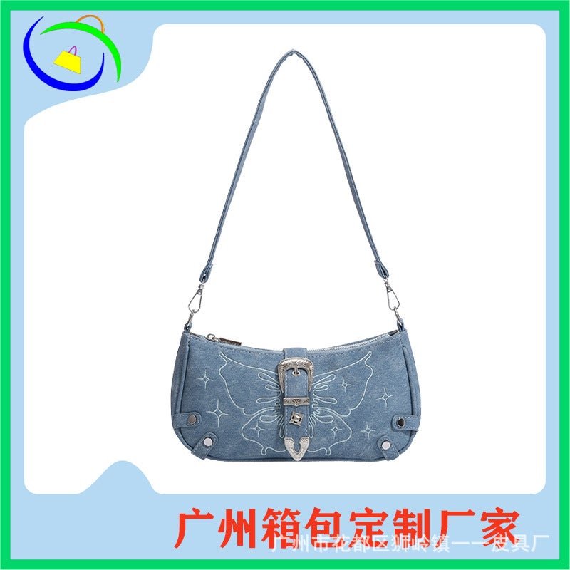 Xiaozhong Original Shoulder Bag Street Trendy Crossbody Bag Fashionable All-Match Embroidered Butterfly Underarm Bag Korean Style Bag For Women - Image 2