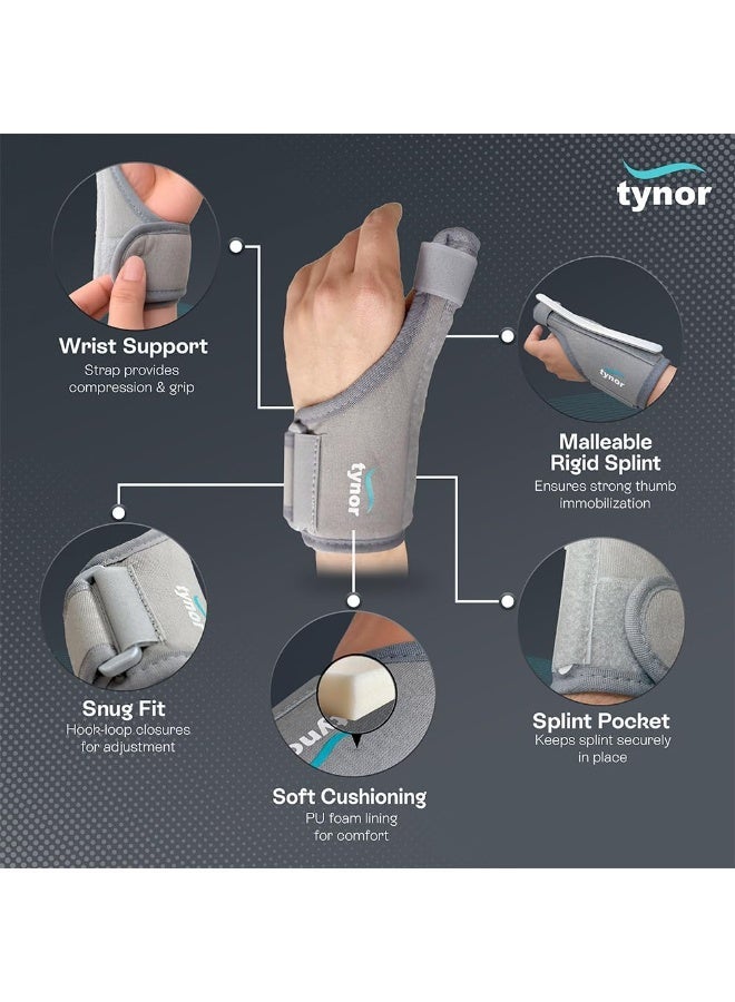 TYNOR Thumb Spica Splint, for Thumb Support and Immobilization | for Injury, Arthritis, and Tendonitis Relief, Breathable & Adjustable Thumb Brace for Men & Women | (Universal Size, Grey) - Image 4