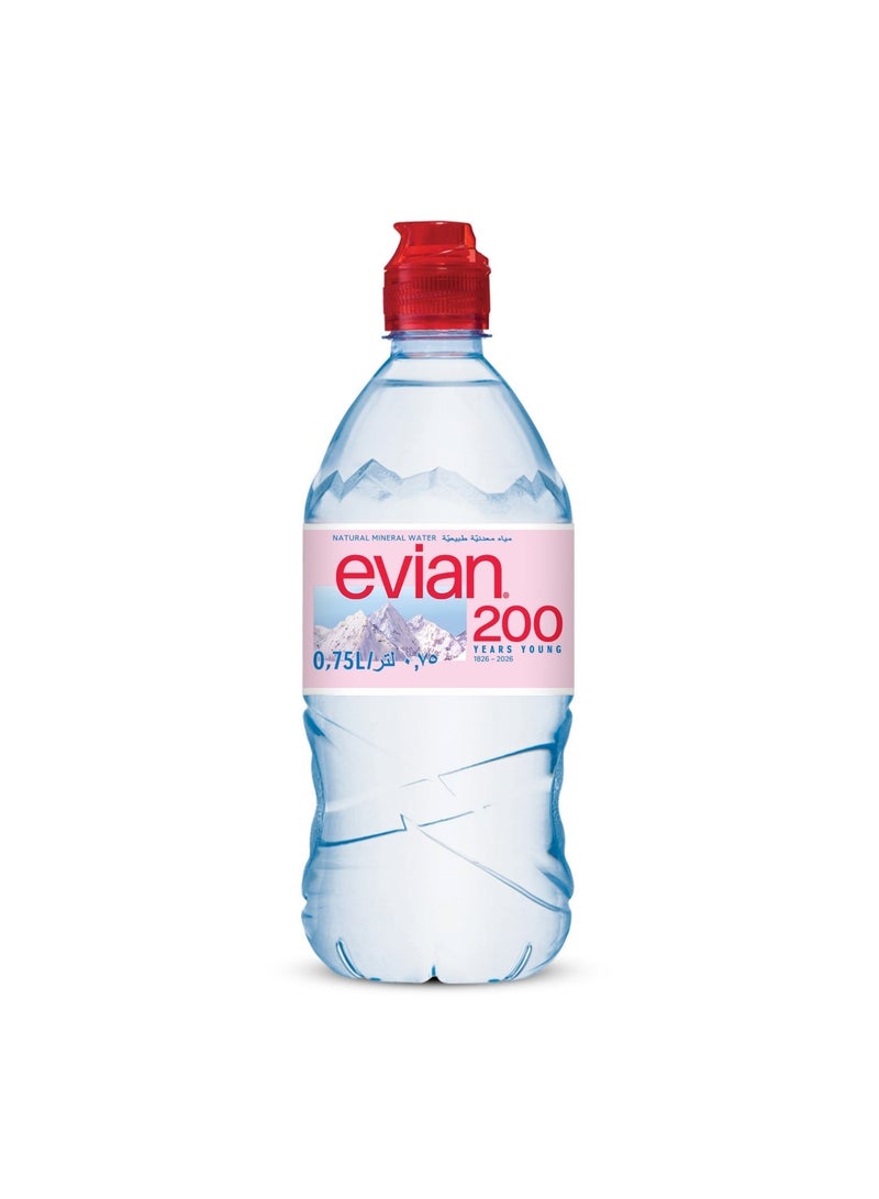 إيفيان evian (Recycled Bottles) Natural Mineral Water 750ml Sportscap, Case of 12 750ml Single - Image 3