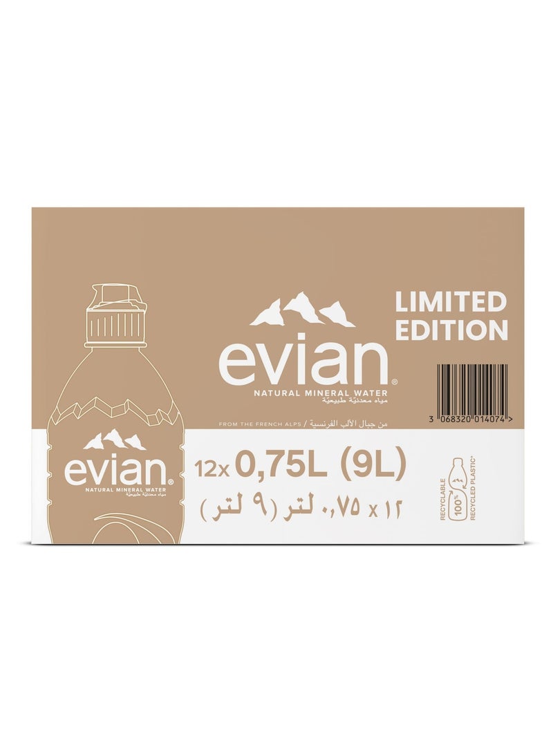 إيفيان evian (Recycled Bottles) Natural Mineral Water 750ml Sportscap, Case of 12 750ml Single - Image 2