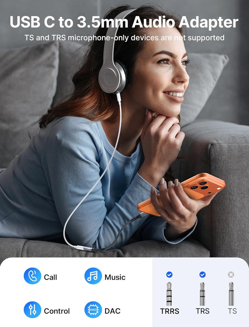 jsaux USB Type C to 3.5mm Female Headphone Jack Adapter, USB C to Aux Audio Dongle Cable Cord Compatible with iPhone 17 Pro Max/16 Pro/15, Samsung Galaxy S24/S23/S22 Ultra, iPad Pro, Pixel 9/8 Grey - Image 3