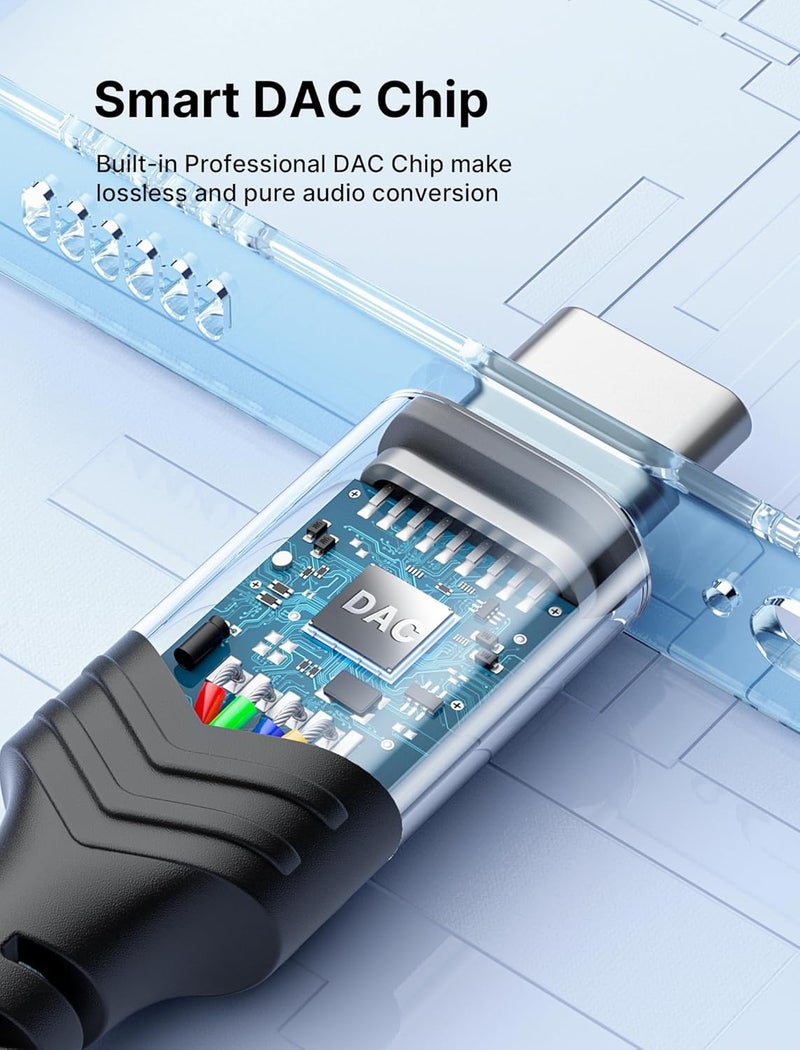 jsaux USB Type C to 3.5mm Female Headphone Jack Adapter, USB C to Aux Audio Dongle Cable Cord Compatible with iPhone 17 Pro Max/16 Pro/15, Samsung Galaxy S24/S23/S22 Ultra, iPad Pro, Pixel 9/8 Grey - Image 2