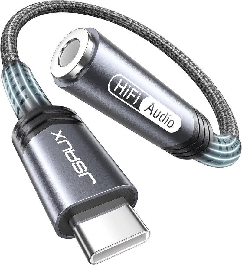 jsaux USB Type C to 3.5mm Female Headphone Jack Adapter, USB C to Aux Audio Dongle Cable Cord Compatible with iPhone 17 Pro Max/16 Pro/15, Samsung Galaxy S24/S23/S22 Ultra, iPad Pro, Pixel 9/8 Grey - Image 1