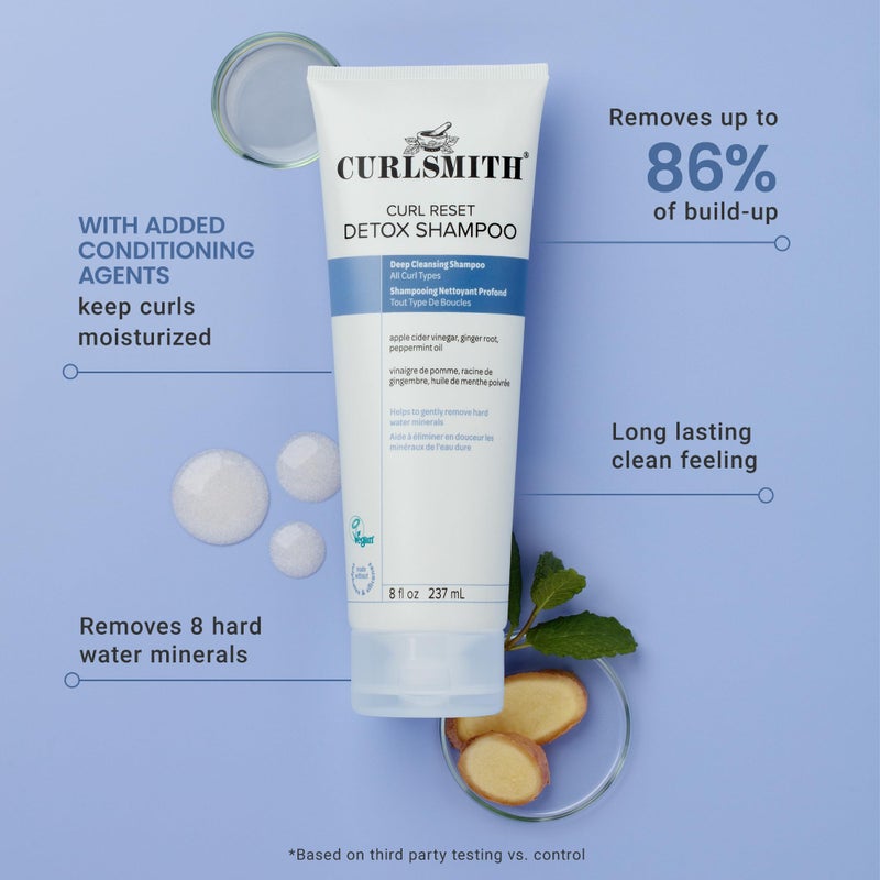 CURLSMITH Curl Reset Detox Shampoo - Deep Cleanser, Removes Build Up and Hard Water, Perfect to Reset and Revive Curls (8 oz) - Image 2