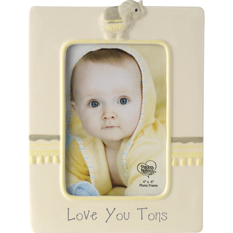 Precious Moments Precious Moments 179305 Love You Tons Ceramic Elephant Photo Frame Gray Chevron