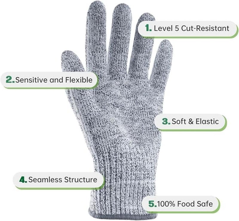 UREVO Cut Resistant Gloves Level 5 Protection - HPPE Safety Gloves for Kitchen and Industrial Use - Image 3