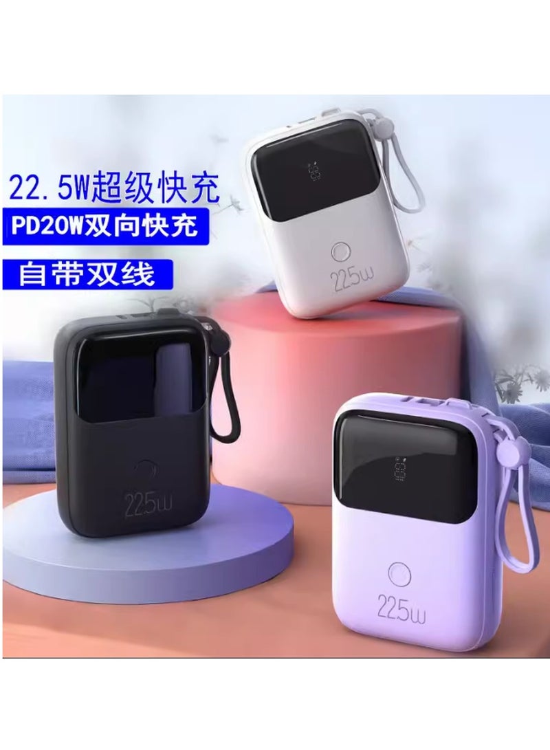 وبو بنك طاقة بسعة 10000 مللي أمبير في الساعة صغير الحجم وسريع الشحن، يأتي مع شاشة رقمية مزدوجة الخط اللون البنفسجي - Image 5