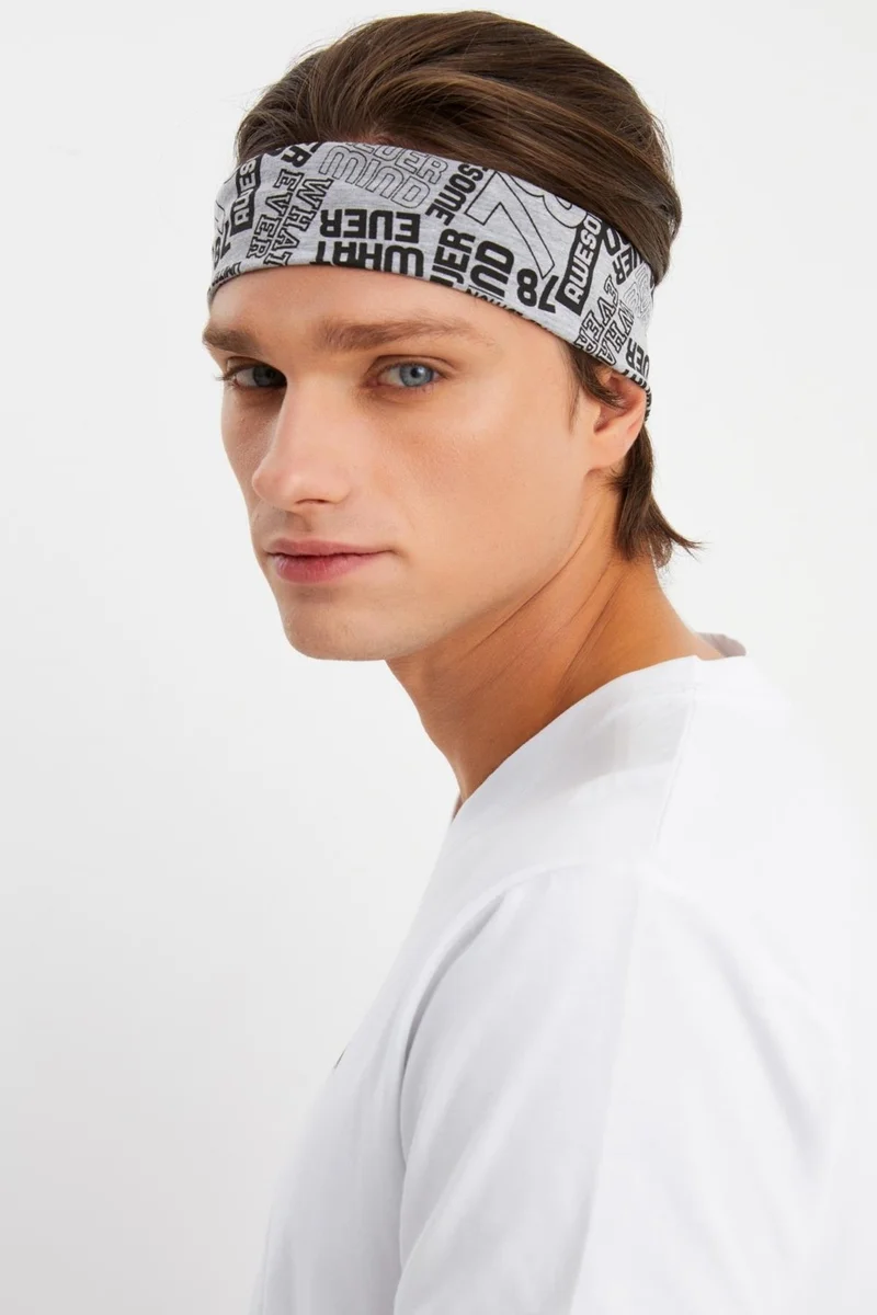 Butikgiz Gray Men's Cotton Combed Comb, Non-Slip, Sweatproof, Ultra Light, Sports Hair Band Bandana