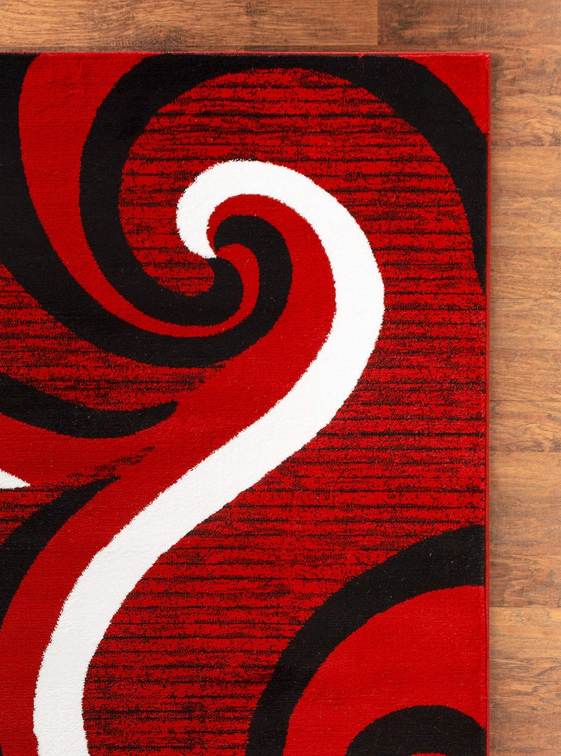 GLORY RUGS Modern Area Rug 5x7 Red Swirls Carpet Bedroom Living Room Contemporary Dining Accent Sevilla Collection 4817 (5x7, Red) - Image 3