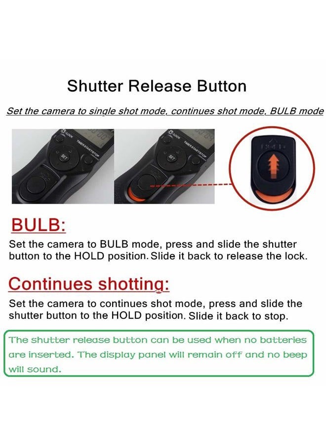 PHOLSY N8 Timer Remote Control Cable with Intervalometer for Nikon Z8, Z9, D3, D4, D5, D6, D800, D850, D810, D700, D500, D300, D200, F6, F100, F5, F90, N90s, D1X, D2H, D3X, Replaces Nikon MC-36A - Image 3