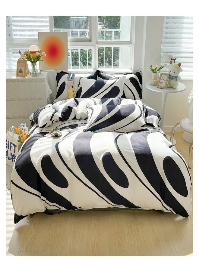 ZCM-HAPPY - Luxurious Thickened 3-Piece Brushed Microfiber Bed Sheet Set with Pillow Covers - Ultra Soft, Wrinkle Resistant, Durable Bedding for King and Queen Size Beds, Comfortable Bed Sheets for All Seasons Hotel Quality Bedding Set - Image 1