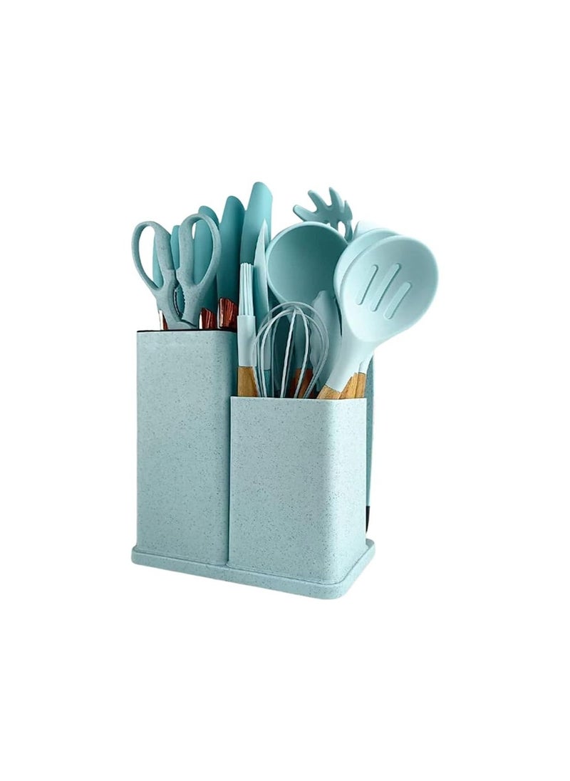 Spaceshoop Knife Set Wooden Handles Heat Resistant Cookware with Staninless Steel Knives Cutting Board Storage Holder 19 PCS  - Image 1
