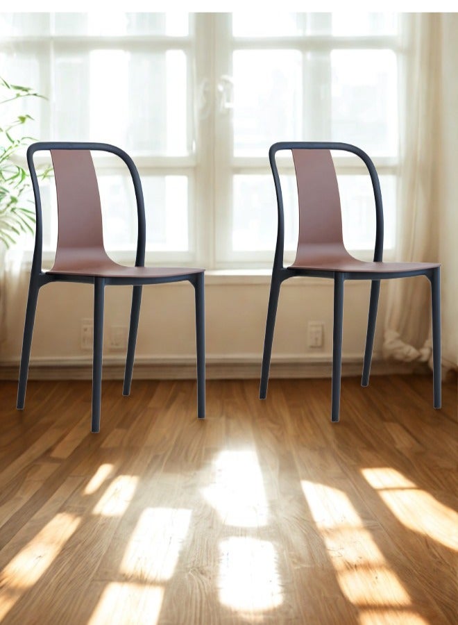 SMART HOME Set of 2 Fiber Chairs with Modern Design and Sturdy Legs - 45x45x80 cm | Durable Seat for Offices, Dining Rooms, Coffee Shops, Gardens, and Outdoor Lounges - Image 1
