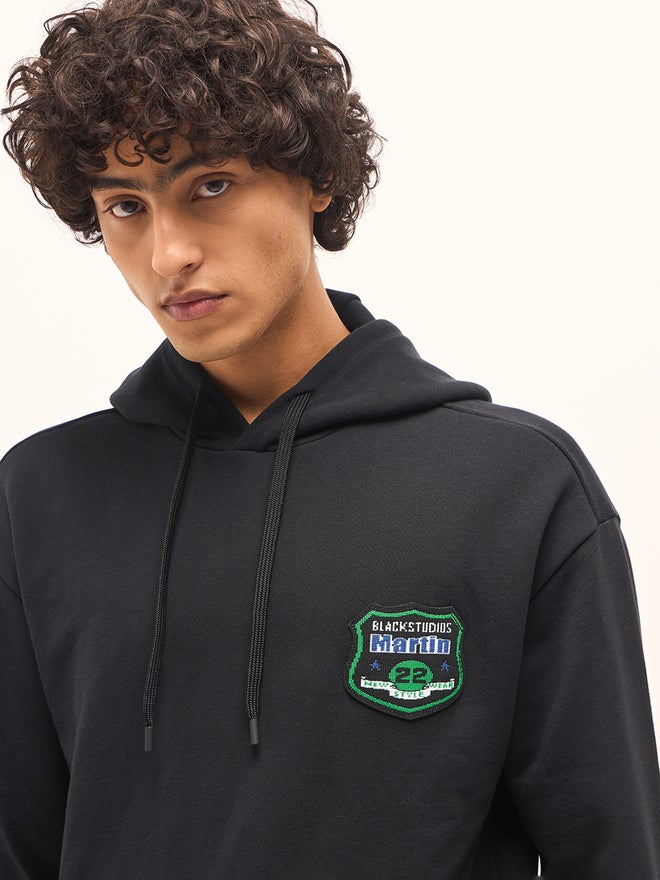 THE BEAR HOUSE Men Cotton Patch Detail Hoodie - Image 2