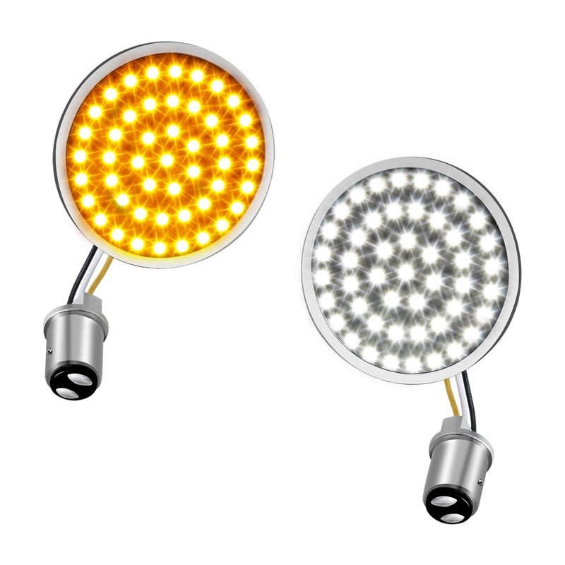 NTHREEAUTO 2 Inch Bullet LED Turn Signals, 1157 Switchback Running Light Panel Front Compatible with Harley Dyna Sportster Road King Street Glide Softail