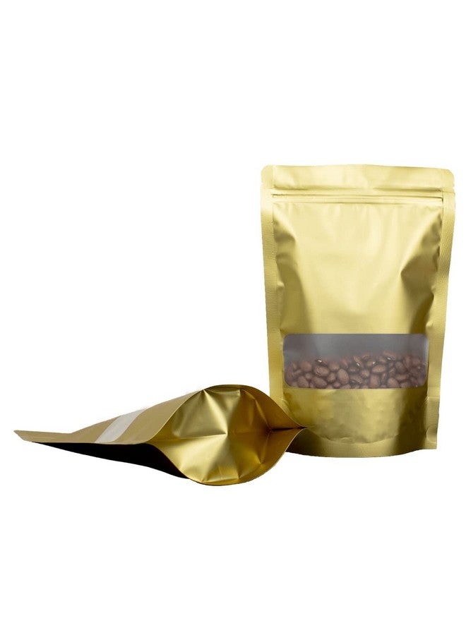DEERA Stand Up Ziplock Reusable Airtight Polyester Storage Pouch (Gold)(100mmX170mm)(Pack of 100) - Image 1