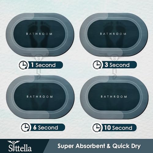 SITTELLA 3.5mm 1 Pc Rubber Bath Mat,Anti-Skid Water Soaking Bathroom Rug Door,Floor, Soft Quick Dry Water Absorbent Mat for Home Office 40x60cm-Green, Oval - Image 5